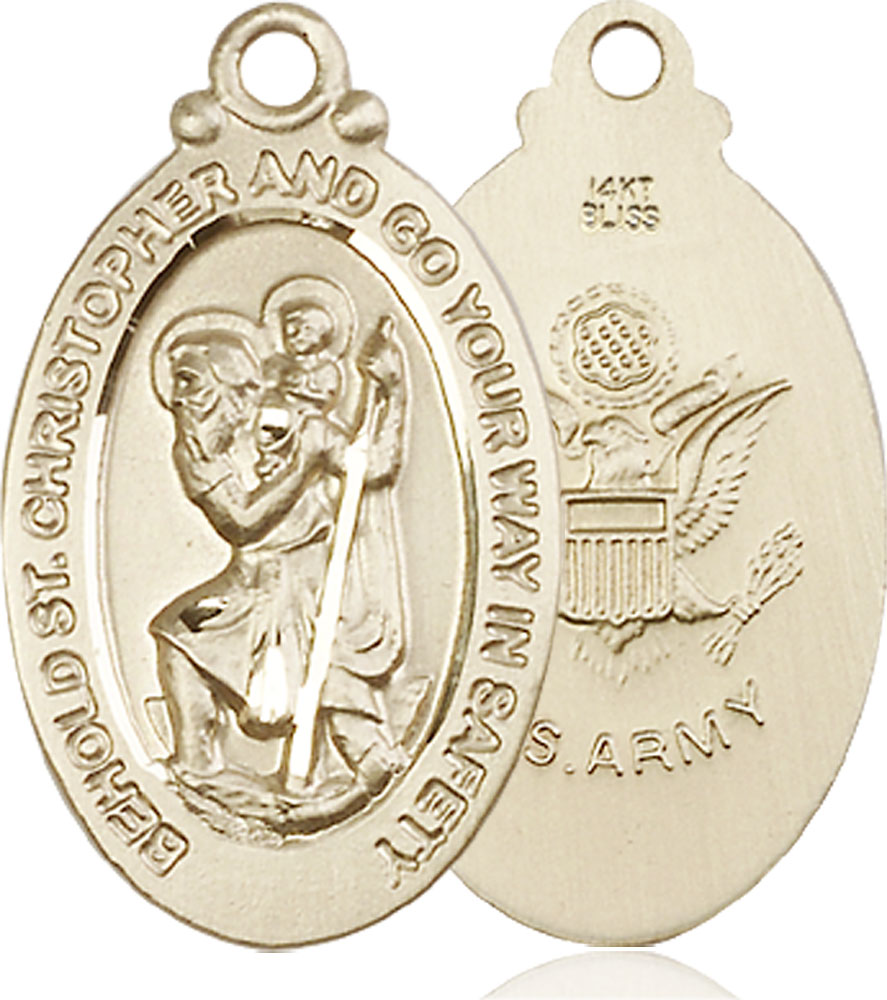 14kt Gold Saint Christopher Army Medal