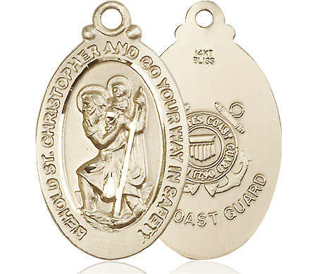 14kt Gold Saint Christopher Coast Guard Medal