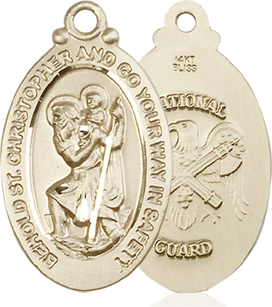 14kt Gold Saint Christopher National Guard Medal