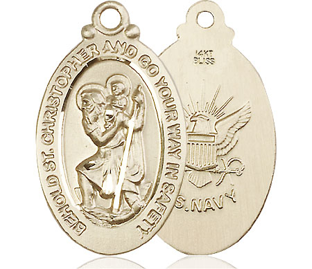 14kt Gold Saint Christopher Navy Medal