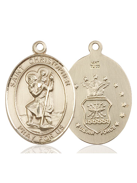 14kt Gold Saint Christopher Air Force Medal