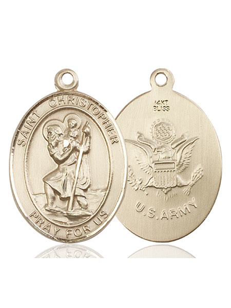 14kt Gold Saint Christopher Army Medal