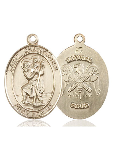 14kt Gold Saint Christopher National Guard Medal