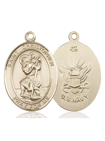 14kt Gold Saint Christopher Navy Medal