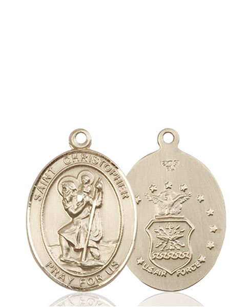 14kt Gold Saint Christopher Air Force Medal