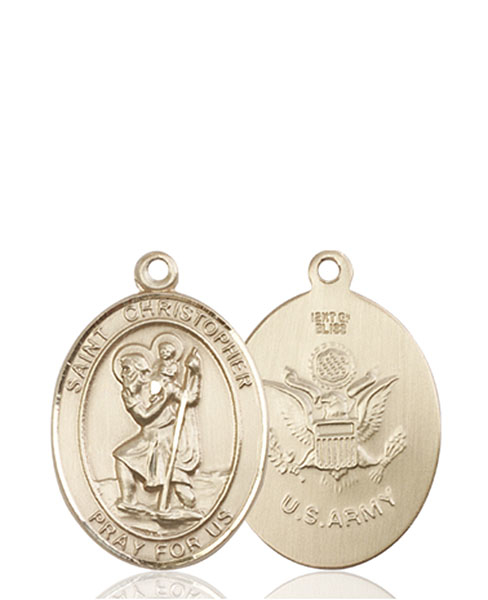 14kt Gold Saint Christopher Army Medal