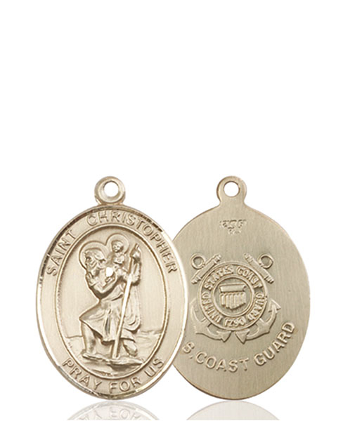 14kt Gold Saint Christopher Coast Guard Medal