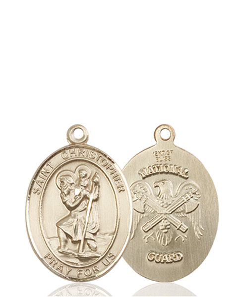 14kt Gold Saint Christopher National Guard Medal