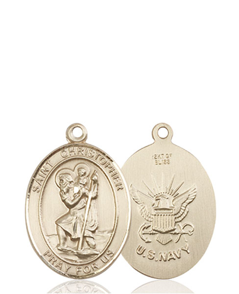 14kt Gold Saint Christopher Navy Medal