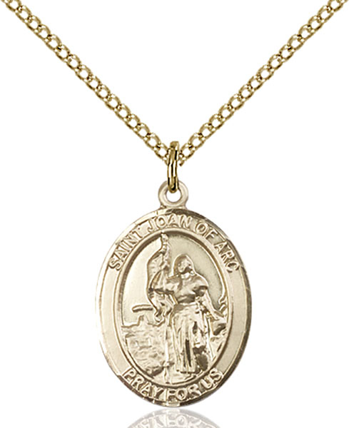 14kt Gold Filled Saint Joan of Arc National Guard Pendant on a 18 inch Gold Filled Light Curb chain