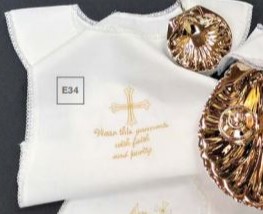 Baptismal Garment with LARGE Head Hole-Cross w/Words