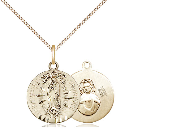 14kt Gold Filled Our Lady of Guadalupe Pendant on a 18 inch Gold Filled Light Curb chain