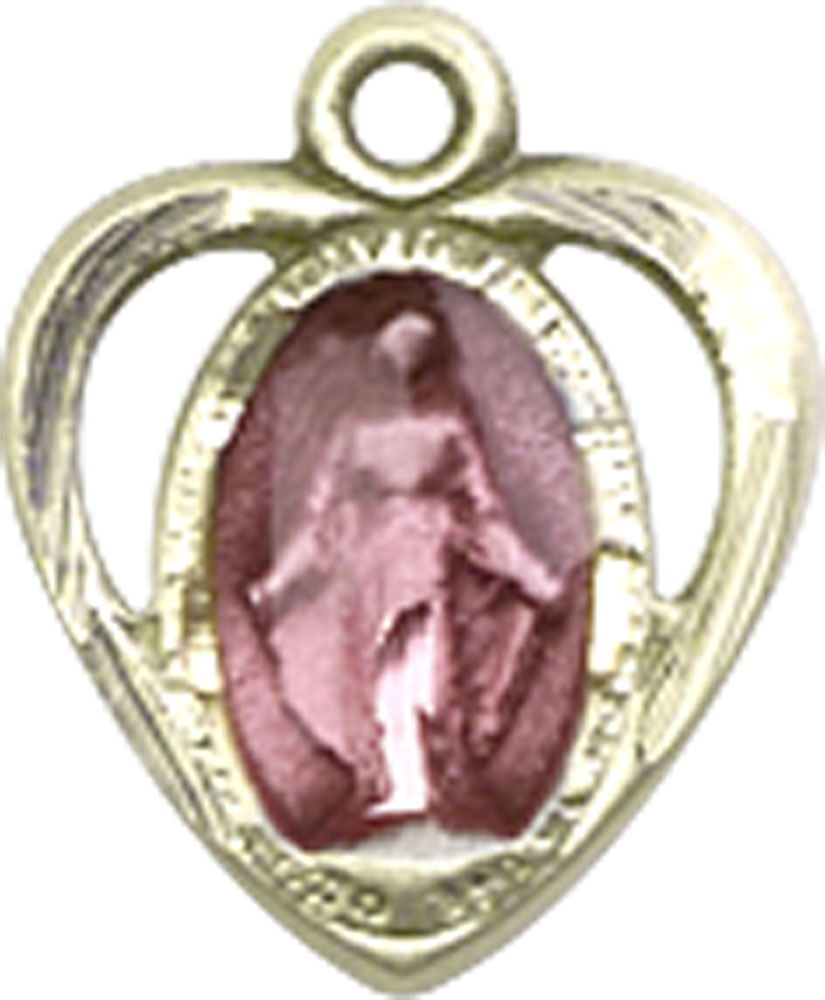 14kt Gold Miraculous Heart w/Epoxy Medal