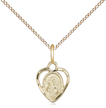 14kt Gold Filled Our Lady of Perpetual Health Pendant on a 18 inch Gold Filled Light Curb chain