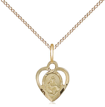 14kt Gold Filled Our Lady of la Salette Pendant on a 18 inch Gold Filled Light Curb chain