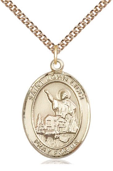 14kt Gold Filled Saint John Licci Pendant on a 24 inch Gold Filled Heavy Curb chain