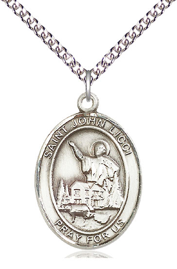 Sterling Silver Saint John Licci Pendant on a 24 inch Sterling Silver Heavy Curb chain