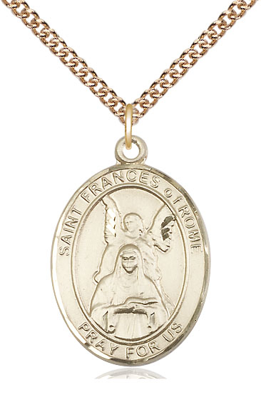 14kt Gold Filled Saint Frances of Rome Pendant on a 24 inch Gold Filled Heavy Curb chain