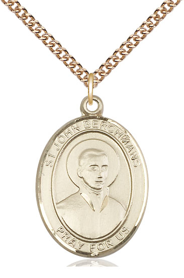 14kt Gold Filled Saint John Berchmans Pendant on a 24 inch Gold Filled Heavy Curb chain