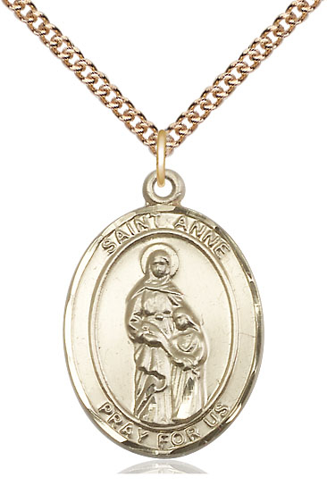 14kt Gold Filled Saint Anne Pendant on a 24 inch Gold Filled Heavy Curb chain