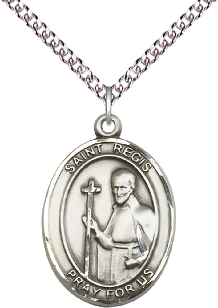 Sterling Silver Saint Regis Pendant on a 24 inch Sterling Silver Heavy Curb chain