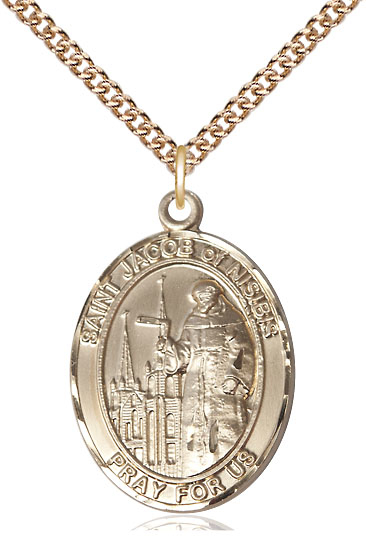 14kt Gold Filled Saint Jacob of Nisibis Pendant on a 24 inch Gold Filled Heavy Curb chain
