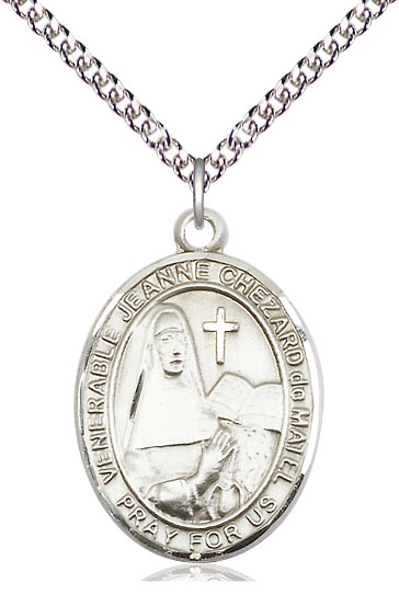 Sterling Silver Jeanne Chezard de Matel Pendant on a 24 inch Sterling Silver Heavy Curb chain