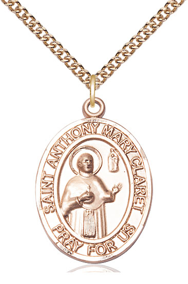 14kt Gold Filled Saint Anthony Mary Claret Pendant on a 24 inch Gold Filled Heavy Curb chain