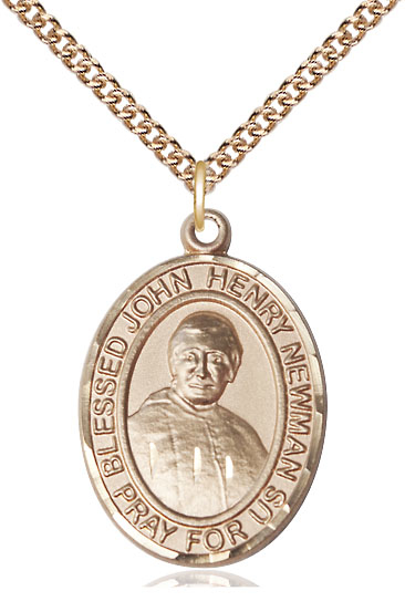 14kt Gold Filled Blessed John Henry Newman Pendant on a 24 inch Gold Filled Heavy Curb chain