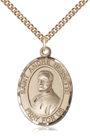 14kt Gold Filled Saint Andre Bessette Pendant on a 24 inch Gold Filled Heavy Curb chain