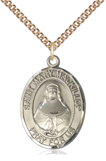 14kt Gold Filled Saint Mary Mackillop Pendant on a 24 inch Gold Filled Heavy Curb chain