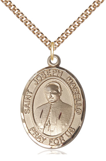 14kt Gold Filled Saint Joseph Marello Pendant on a 24 inch Gold Filled Heavy Curb chain