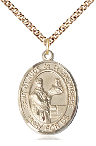 14kt Gold Filled Saint Claude de la Colombiere Pendant on a 24 inch Gold Filled Heavy Curb chain