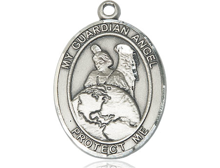 Sterling Silver Guardian Angel Protector Medal