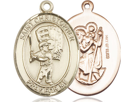 14kt Gold Filled Saint Christopher Baseball Medal