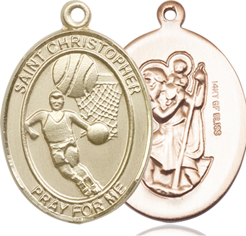 14kt Gold Filled Saint Christopher Basketball Medal