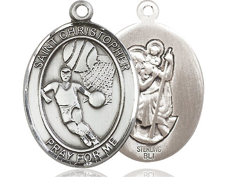 Sterling Silver Saint Christopher Basketball Medal