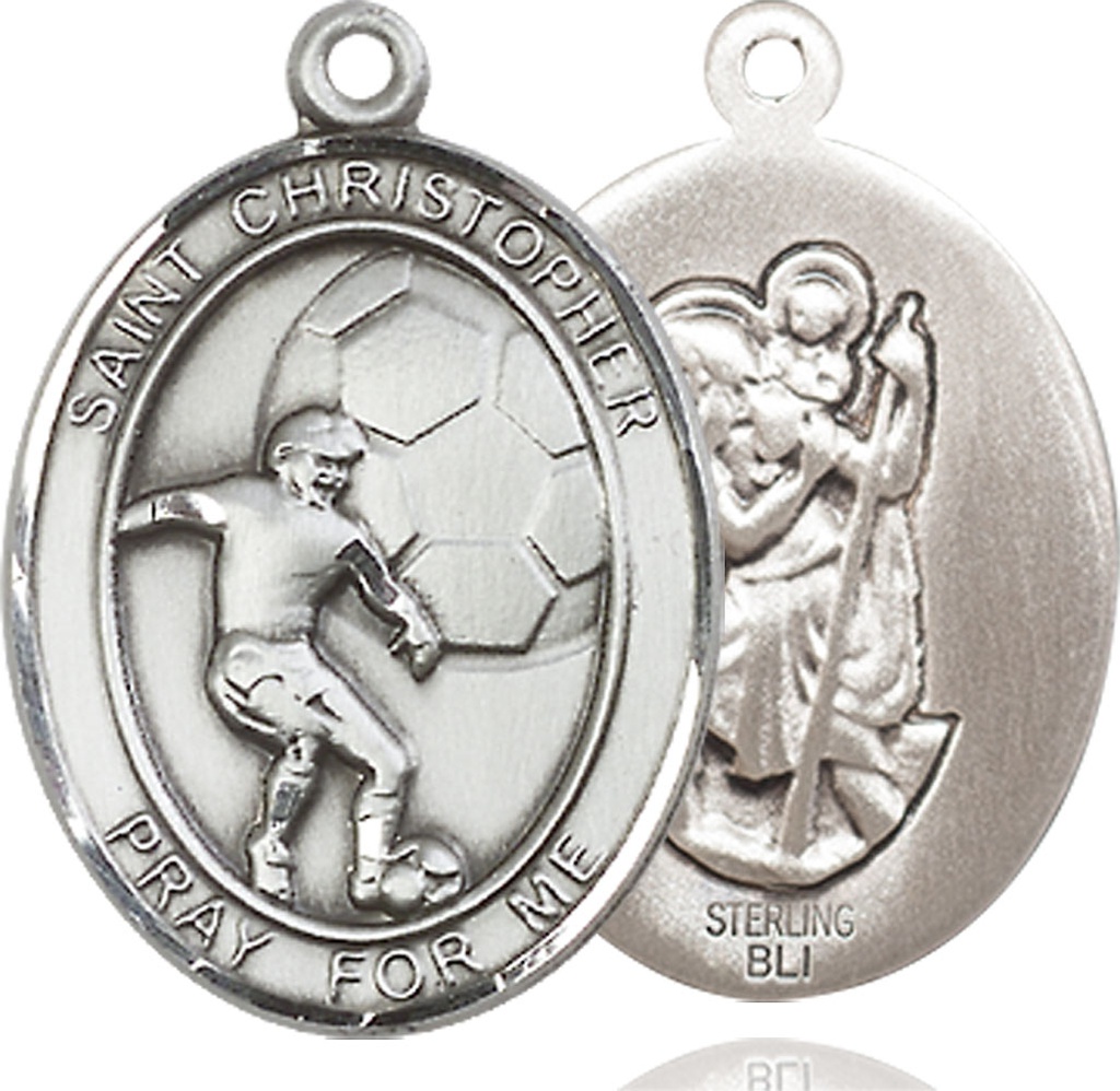 Sterling Silver Saint Christopher Soccer Medal