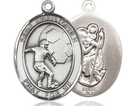 Sterling Silver Saint Christopher Soccer Medal
