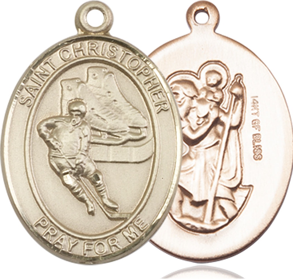 14kt Gold Filled Saint Christopher Hockey Medal