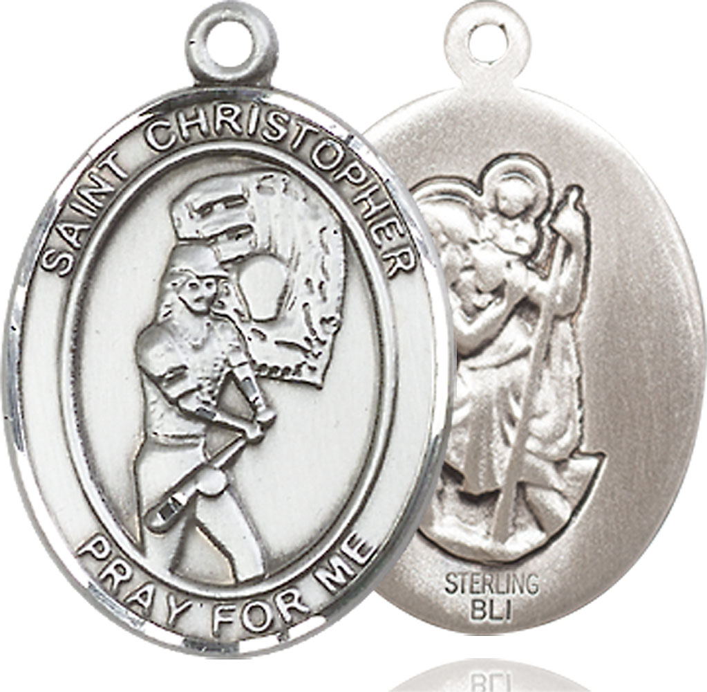 Sterling Silver Saint Christopher Softball Medal