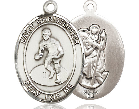 Sterling Silver Saint Christopher Wrestling Medal