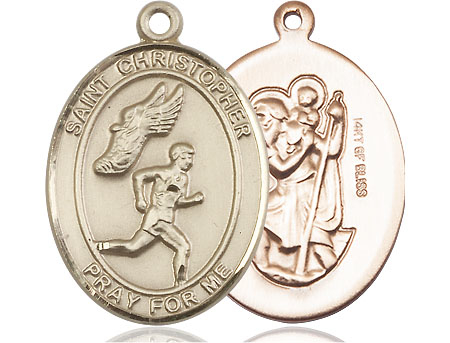 14kt Gold Filled Saint Christopher Track&amp;Field Medal