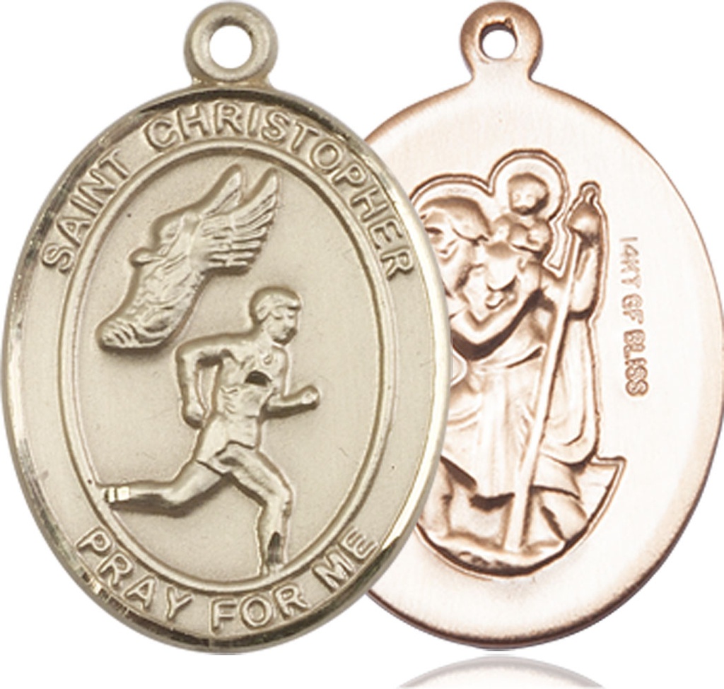 14kt Gold Filled Saint Christopher Track&amp;Field Medal