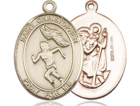 14kt Gold Filled Saint Christopher Track&amp;Field Medal