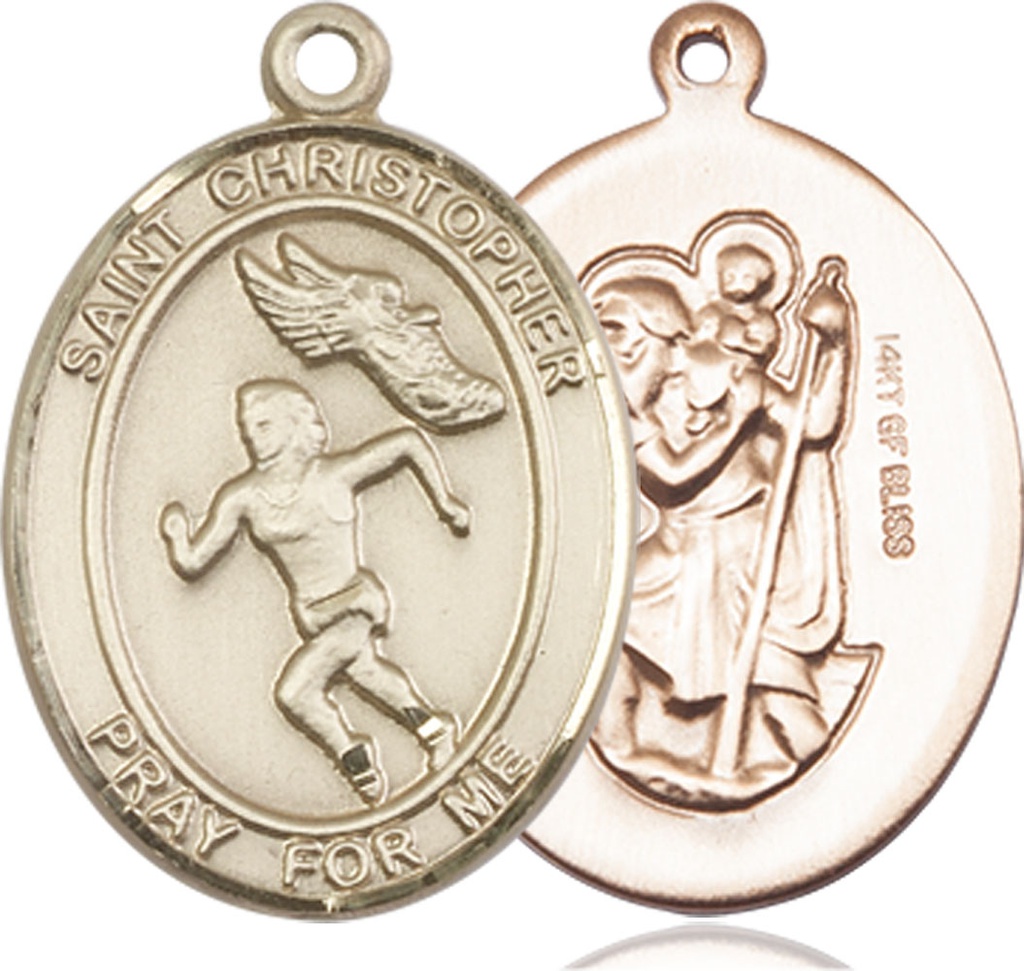 14kt Gold Filled Saint Christopher Track&amp;Field Medal
