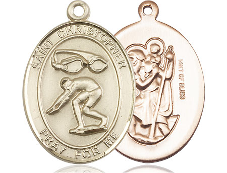 14kt Gold Filled Saint Christopher Swimming Medal