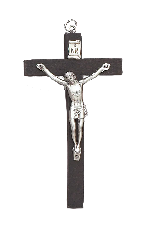 Small 4" Wood Crucifix - Black- FM10