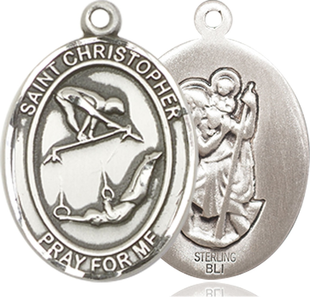 Sterling Silver Saint Christopher Gymnastics Medal