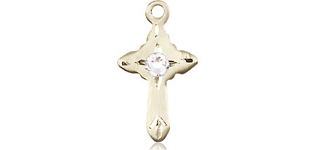 14kt Gold Filled Cross Medal with a 3mm Crystal Swarovski stone